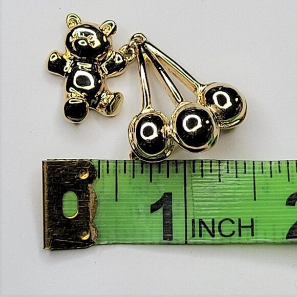 GOLD Tone Teddy Bear With Balloons Brooch Pin - Picture 5 of 7